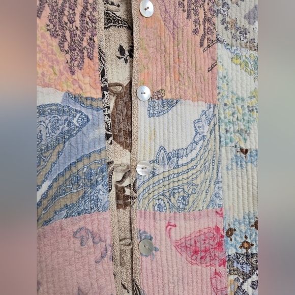 Handmade Patchwork Quilted Women's Jacket with mother of pear buttons - Picture 3 of 7